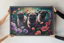 Load image into Gallery viewer, Enchanted Pugs in Floral Paradise Wall Art Poster-Art-Dog Art, Home Decor, Poster, Pug-2