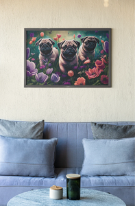 Enchanted Pugs in Floral Paradise Wall Art Poster-Art-Dog Art, Home Decor, Poster, Pug-6