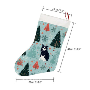 Enchanted Woods Border Collie Christmas Stocking-Christmas Ornament-Border Collie, Christmas, Home Decor-26X42CM-White1-4