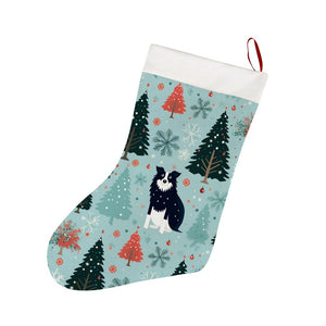 Enchanted Woods Border Collie Christmas Stocking-Christmas Ornament-Border Collie, Christmas, Home Decor-26X42CM-White1-1