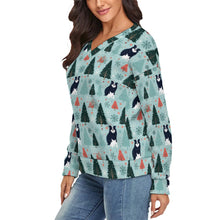 Load image into Gallery viewer, Enchanted Woods Border Collie Women&#39;s V-Neck Christmas Sweater-Apparel-Apparel,Border Collie,Christmas,Dog Mom Gifts,Sweater,Sweatshirt-3
