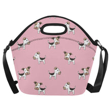 Load image into Gallery viewer, Energetic Winking Fox Terrier Neoprene Lunch Bag-Accessories-Accessories,Bags,Lunch Bags,Wire Fox Terrier-Light Pink-4
