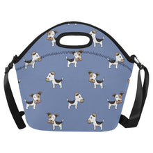 Load image into Gallery viewer, Energetic Winking Fox Terrier Neoprene Lunch Bag-Accessories-Accessories,Bags,Lunch Bags,Wire Fox Terrier-Slate Blue-2