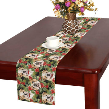 English Bulldog Berry Christmas Garland Decorative Table Runner 3 360x