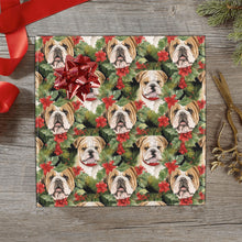 Load image into Gallery viewer, English Bulldog Berry Christmas Garland Gift Wrapping Paper - 2 Rolls-Christmas Ornament-Christmas,English Bulldog,Wrapping Paper-1