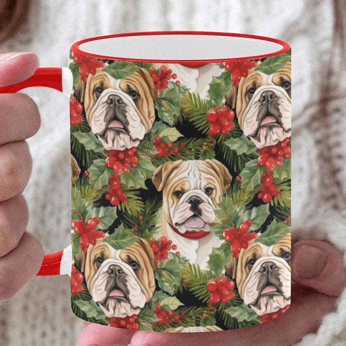 English Bulldog Berry Christmas Garland Mug-White6-ONE SIZE-1