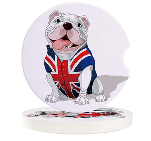English Bulldog Love Ceramic Car Coasters-Car Accessories-Car Accessories, Coaster, Dogs, English Bulldog, Home Decor-4 PCS-1