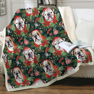 English Bulldog Santa's Helper Christmas Blanket-Blanket-Blankets, Christmas, English Bulldog, Home Decor-2