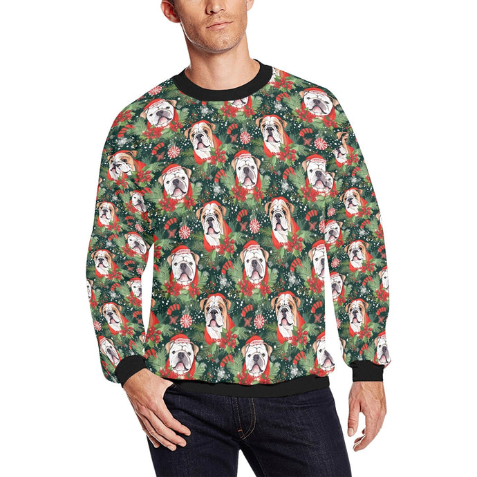 English Bulldog Santa's Helper Christmas Fuzzy Sweatshirt for Men-Apparel-Apparel, Christmas, Dog Dad Gifts, English Bulldog, Sweatshirt-S-1