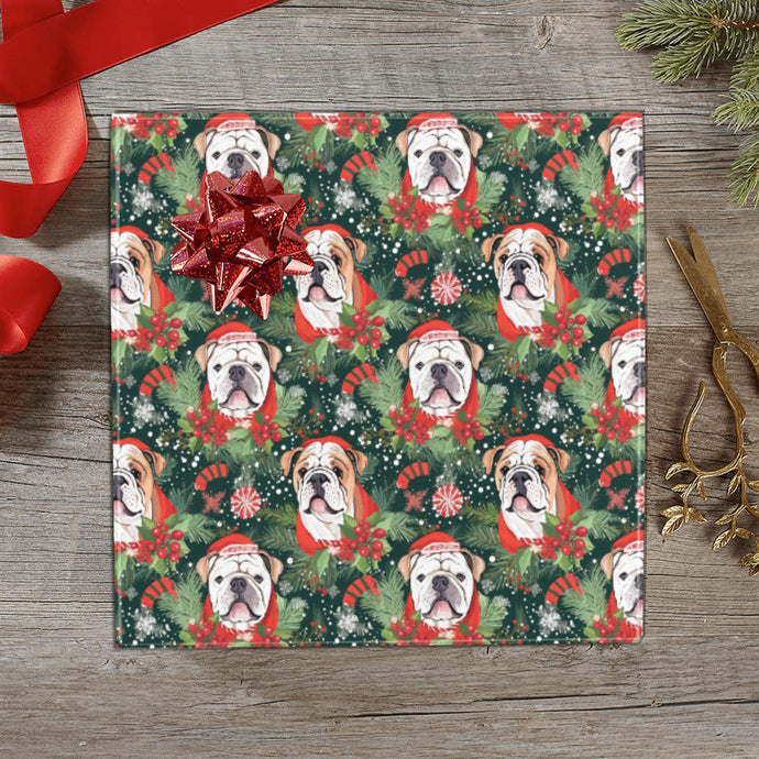 English Bulldog Santa's Helper Christmas Gift Wrapping Paper - 2 Rolls-Christmas Ornament-Christmas,English Bulldog,Wrapping Paper-1