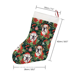 English Bulldog Santa's Helper Christmas Stocking-Christmas Ornament-Christmas, English Bulldog, Home Decor-26X42CM-White-2