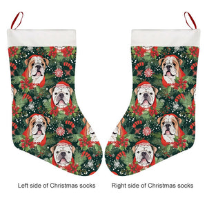English Bulldog Santa's Helper Christmas Stocking-Christmas Ornament-Christmas, English Bulldog, Home Decor-26X42CM-White-4