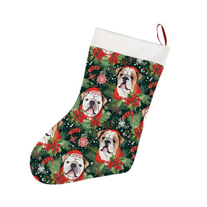 English Bulldog Santa's Helper Christmas Stocking-Christmas Ornament-Christmas, English Bulldog, Home Decor-26X42CM-White-1