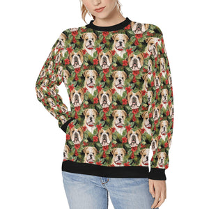 English Bulldog Santa's Helper Christmas Sweatshirt for Women-Apparel-Apparel, Christmas, Dog Mom Gifts, English Bulldog, Sweatshirt-S-1