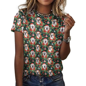 English Bulldog Santa's Helper Women's Cotton T-Shirt-Apparel-Apparel, Christmas, Dog Mom Gifts, English Bulldog, T Shirt-2XS-5