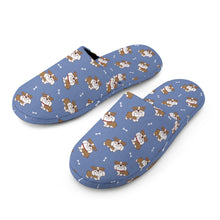 Load image into Gallery viewer, English Bulldog Slippers for Women - Smiling English Bulldog Love - Flannel-14