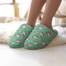 Load image into Gallery viewer, English Bulldog Slippers for Women - Smiling English Bulldog Love - Flannel-18
