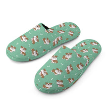 Load image into Gallery viewer, English Bulldog Slippers for Women - Smiling English Bulldog Love - Flannel-22