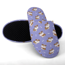 Load image into Gallery viewer, English Bulldog Slippers for Women - Smiling English Bulldog Love - Flannel-31