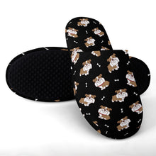 Load image into Gallery viewer, English Bulldog Slippers for Women - Smiling English Bulldog Love - Flannel-35