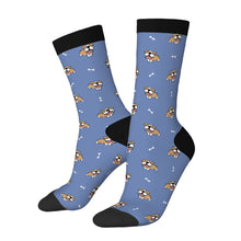Load image into Gallery viewer, English Bulldog Socks - Happy Happy English Bulldog Love-Wear Accessories-Blue-3 Black-One Size-61