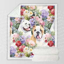 Load image into Gallery viewer, English Bulldogs in Full Bloom Soft Warm Fleece Blanket-Blanket-Blankets, English Bulldog, Home Decor-10