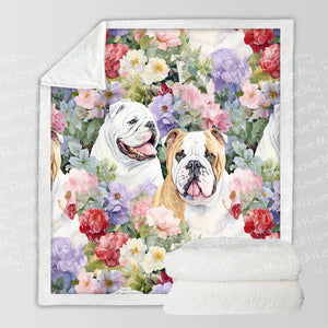 English Bulldogs in Full Bloom Soft Warm Fleece Blanket-Blanket-Blankets, English Bulldog, Home Decor-10