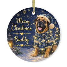 Load image into Gallery viewer, English Mastiff Christmas Ornament - Cozy Winter Pet Portrait Design - Personalize with Photo and Name-Christmas Ornament-Christmas,Christmas Ornament,Personalize Artwork-3