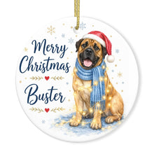 Load image into Gallery viewer, English Mastiff Christmas Ornament - Cozy Winter Pet Portrait Design - Personalize with Photo and Name-Christmas Ornament-Christmas,Christmas Ornament,Personalize Artwork-3