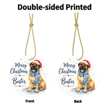 Load image into Gallery viewer, English Mastiff Christmas Ornament - Cozy Winter Pet Portrait Design - Personalize with Photo and Name-Christmas Ornament-Christmas,Christmas Ornament,Personalize Artwork-4