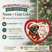 Load image into Gallery viewer, English Mastiff Christmas Ornament - Love &amp; Joy Heart Shaped Portrait - Personalize with Photo and Name-Christmas Ornament-Christmas,Christmas Ornament,English Mastiff,Personalize Artwork-2