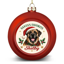 Load image into Gallery viewer, English Mastiff Ornament - Classic Red Round Shape - Santa's Favourite Design - Personalized with Photo and Name-Christmas Ornament-Christmas,Christmas Ornament,English Mastiff,Personalize Artwork-4