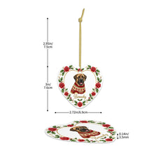 Load image into Gallery viewer, English Mastiff Ornament - Personalized Heart Shaped Christmas Rose Border - with Name-Christmas Ornament-Christmas,Christmas Ornament,English Mastiff,Personalize Artwork-5