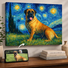 Load image into Gallery viewer, Photo of starry night inspired English Mastiff wall art
