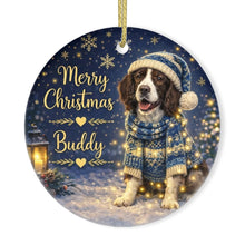 Load image into Gallery viewer, English Springer Spaniel Christmas Ornament - Cozy Winter Pet Portrait Design - Personalize with Photo and Name-Christmas Ornament-Christmas,Christmas Ornament,Personalize Artwork-3