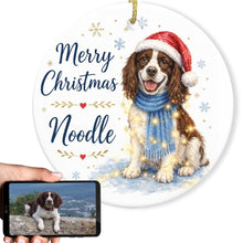 Load image into Gallery viewer, English Springer Spaniel Christmas Ornament - Cozy Winter Pet Portrait Design - Personalize with Photo and Name-Christmas Ornament-Christmas,Christmas Ornament,Personalize Artwork-1