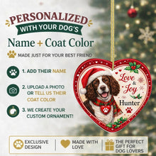 Load image into Gallery viewer, English Springer Spaniel Christmas Ornament - Love &amp; Joy Heart Shaped Portrait - Personalize with Photo and Name-Christmas Ornament-Christmas,Christmas Ornament,English Springer Spaniel,Personalize Artwork-2