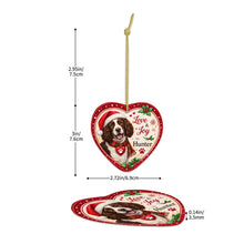 Load image into Gallery viewer, English Springer Spaniel Christmas Ornament - Love &amp; Joy Heart Shaped Portrait - Personalize with Photo and Name-Christmas Ornament-Christmas,Christmas Ornament,English Springer Spaniel,Personalize Artwork-5