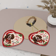 Load image into Gallery viewer, English Springer Spaniel Christmas Ornament - Love &amp; Joy Heart Shaped Portrait - Personalize with Photo and Name-Christmas Ornament-Christmas,Christmas Ornament,English Springer Spaniel,Personalize Artwork-6