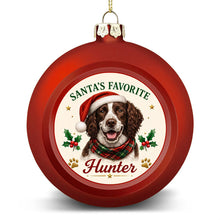 Load image into Gallery viewer, English Springer Spaniel Ornament - Classic Red Round Shape - Santa's Favourite Design - Personalized with Photo and Name-Christmas Ornament-Christmas,Christmas Ornament,English Springer Spaniel,Personalize Artwork-4