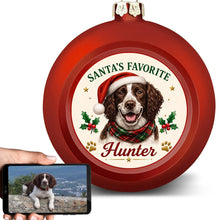 Load image into Gallery viewer, English Springer Spaniel Ornament - Classic Red Round Shape - Santa's Favourite Design - Personalized with Photo and Name-Christmas Ornament-Christmas,Christmas Ornament,English Springer Spaniel,Personalize Artwork-1