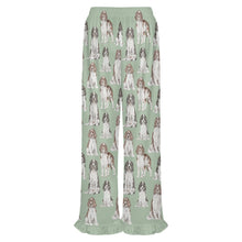 Load image into Gallery viewer, English Springer Spaniel Pajama Pants for Women - Ruffle Hem Design - Watercolor Celebration English Springer Spaniels-Pajamas-Apparel,Dog Mom Gifts,English Springer Spaniel,Pajamas-10