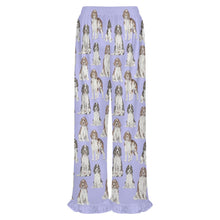 Load image into Gallery viewer, English Springer Spaniel Pajama Pants for Women - Ruffle Hem Design - Watercolor Celebration English Springer Spaniels-Pajamas-Apparel,Dog Mom Gifts,English Springer Spaniel,Pajamas-13