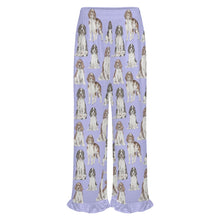 Load image into Gallery viewer, English Springer Spaniel Pajama Pants for Women - Ruffle Hem Design - Watercolor Celebration English Springer Spaniels-Pajamas-Apparel,Dog Mom Gifts,English Springer Spaniel,Pajamas-14
