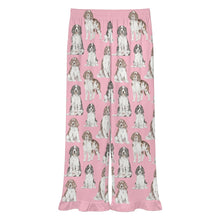 Load image into Gallery viewer, English Springer Spaniel Pajama Pants for Women - Ruffle Hem Design - Watercolor Celebration English Springer Spaniels-Pajamas-Apparel,Dog Mom Gifts,English Springer Spaniel,Pajamas-6