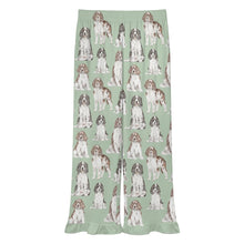 Load image into Gallery viewer, English Springer Spaniel Pajama Pants for Women - Ruffle Hem Design - Watercolor Celebration English Springer Spaniels-Pajamas-Apparel,Dog Mom Gifts,English Springer Spaniel,Pajamas-9