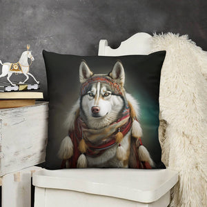Eskimo Ensemble Siberian Husky Plush Pillow Case-Cushion Cover-Dog Dad Gifts, Dog Mom Gifts, Home Decor, Pillows, Siberian Husky-3