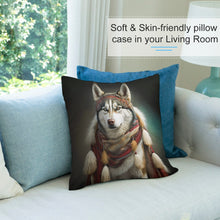 Load image into Gallery viewer, Eskimo Ensemble Siberian Husky Plush Pillow Case-Cushion Cover-Dog Dad Gifts, Dog Mom Gifts, Home Decor, Pillows, Siberian Husky-7