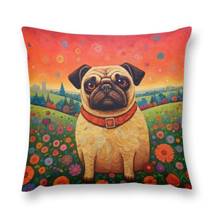Eternal Optimist Pug Plush Pillow Case-Cushion Cover-Dog Dad Gifts, Dog Mom Gifts, Home Decor, Pillows, Pug-12 "×12 "-1