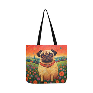 Eternal Optimist Pug Special Lightweight Shopping Tote Bag-Accessories-Accessories, Bags, Dog Dad Gifts, Dog Mom Gifts, Pug-White-ONESIZE-1